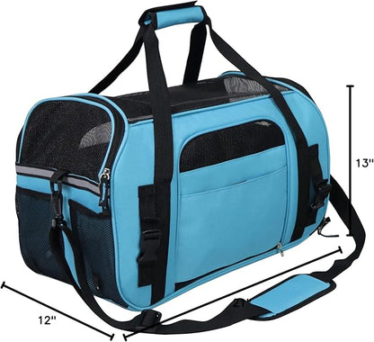 EliteField Soft Pet Carrier (3 Year Warranty, Airline Approved) Soft Sided Dog Puppy Cat Carrier Travel Bag (X-Large: 21" L x 12" W x 13" H, Sky Blue)