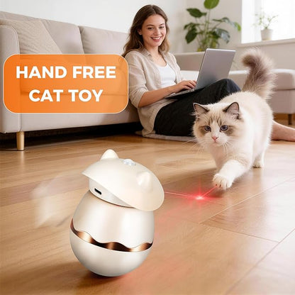 Automatic Laser Collar Cat Toy - Upgraded Tumbler Cat Laser Pointer Toy, Sensor Light On Top, 360° Irregular Rotation, USB C Charge & Works 2H, 3 Modes Interactive Cat Toy, Gifts for Ailurophile