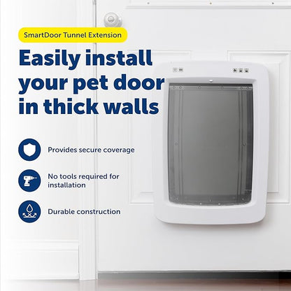 PetSafe SmartDoor Connected Pet Door Tunnel Extension - Long-Lasting Durable 2" Plastic Depth Extender - Quick No Tool DIY Setup for Interior Exterior Wall Installations - Large