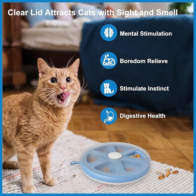 Interactive Cat Treat Toys, Food Puzzle, Maze Feeder Toys for Indoor Cats and Kittens (Blue)