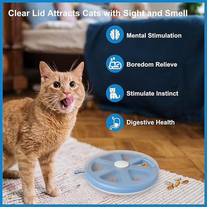 Interactive Cat Treat Toys, Food Puzzle, Maze Feeder Toys for Indoor Cats and Kittens (Blue)