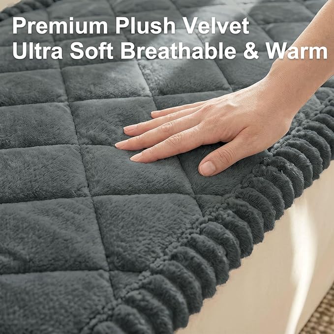 Smiry Fuzzy Couch Cover for Dogs, Non Slip Washable Pet Sofa Cover, Scratch Proof Hair Resistant Plush Sofa Slipcover, Pet Friendly Couch Cushion Protector for Cat, Dark Grey, 27.6" x 70.9"