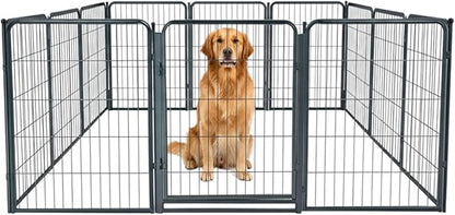 Indoor Dog Playpen - 40 inch, 12 Panels for Small and Puppy Size Dogs - Heavy Duty Metal Portable Pet Fence with Black Anti-Rust Coating - Play Pen w/Extra Wide Gate
