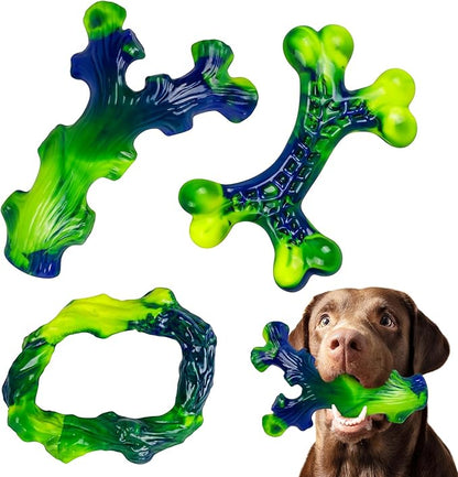 Frienhund 3-Pack Indestructible Nylon Dog Chew Toys for Aggressive Chewers - Long-Lasting Durable Bone-Shaped Toys, Large Breed Dogs, Tough Puppy Teeth Enrichment