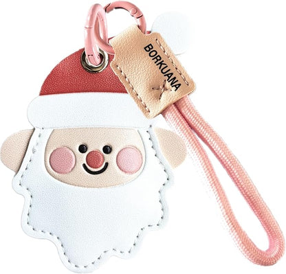 Leather Keychain Holder Case Compatible with AirTag,Cute Protective Cover with Keyring and lanyard,Anti-Scratch Finder GPS Tracker Case for Wallet Keys,bag,pets,Backpack(J)