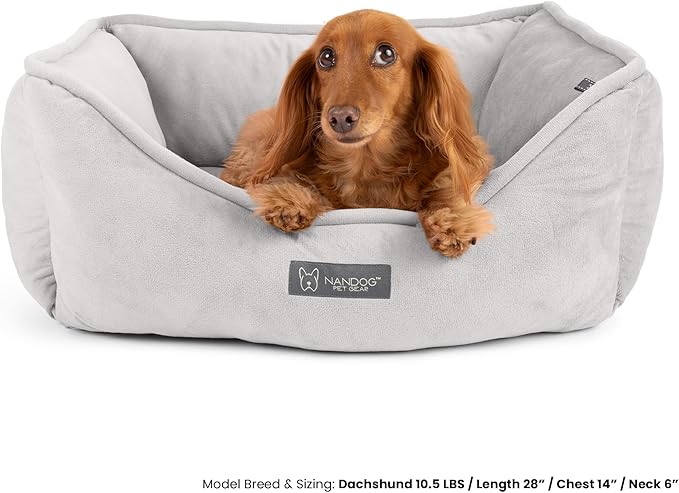 NANDOG Reversible Dog Bed from The Signature Collection– Luxury Cloud-Soft Pet Bed for Small to Medium Dogs & Cats, Premium Pet Gear, Reversible Design, Plush Comfort, Modern Style - Light Grey