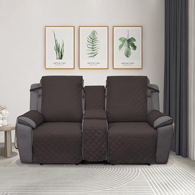 PureFit Recliner Cover, 2 Seat, Water Resistant, Reversible, Non-Slip, Washable, Chocolate/Beige