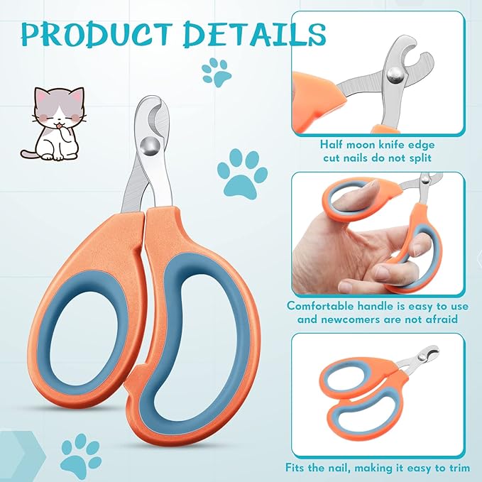 Therwen 24 Pcs Cat Nail Clipper Bulk Cat Nail Trimmer Kitten Claw Clippers Pet Nails Cutter Claw Care for Cats Kittens Bunny Puppy Rabbit Gatos Sharp Safer