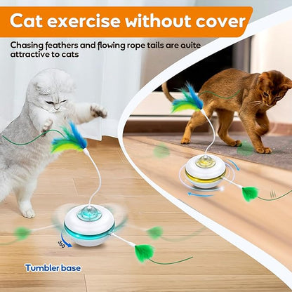 Cat Toys Interactive Cats Exercise Toys Spin Feather for Cats Like to Hunt, Touch Activate Mode Whack A Mole Felt Cover Toy