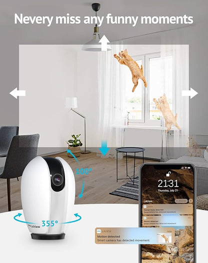 LaView Security Cameras 2k with Color Night Vision, 4MP Cameras for Home Security with Motion Detection, Two-Way Audio, Indoor WiFi Camera for Baby/Pet, Alexa, USA Cloud Service,White