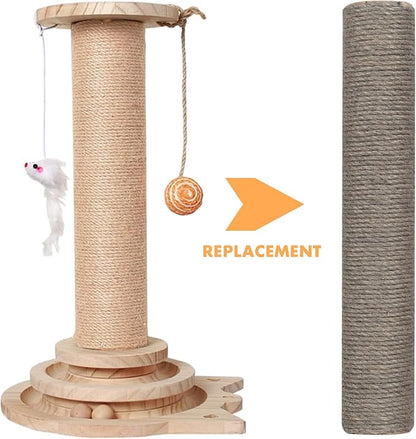 Barelove Cat Scratching Post Replacement, 4 Pieces Cat Scratcher Cat Tree Replacement Parts, 15.4'' x 2.67" Dia + 7.87“ x 2.67" DiaNatural Sisal Rope Cat Scratch Posts Include M8 Screws, Grey