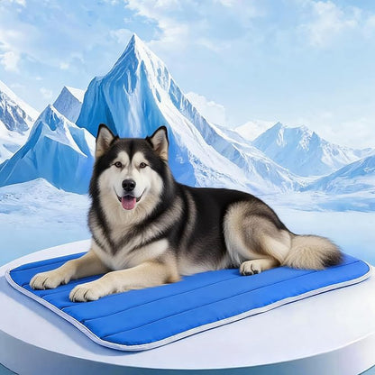 Dog Cooling Mat, Super Thick Cold Memory Sponge Cooling Mat for Dog,Foldable Crate Pet Bed & Non-Slip, (Q-Max > 0.45) Long-Lasting Cool & Keep Your Pet Cool. (X-Large - (43.3 x 31.5 Inch)
