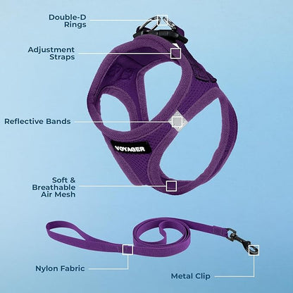 Voyager Step-in Pet Harness - All Weather Mesh, Adjustable Step in Harness for Cats and Dogs by Best Pet Supplies - 307S Purple, M