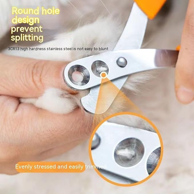 Newly Upgraded Design Cat&Dog Nail Clipper with Two Circular Cutting Holes of Different Size(2mm&4mm)-Avoid Over Cutting Pet Nail Clippers - Professional Paw Trimmer Set for Pet (Pink)