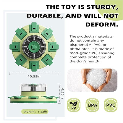 KADTC Dog Puzzle Toy, 2 Levels of Step-by-Step Challenge, Spin-to-Release Treat Dispenser, Slow Feeder & Mental Stimulation Enrichment Toy for Small Medium Large Dogs