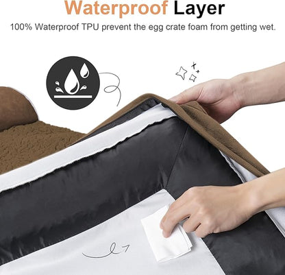 Large Dog Bed Orthopedic Washable: Beds Bolster XL Bed Large Big Dogs Egg Crate Foam Couch Sofa Waterproof with Removable Cover - Dark Coffee