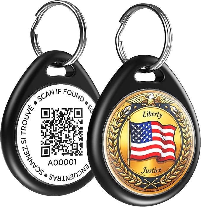 American Flag Dog ID Tag, Patriotic QR Code Dog Tags for 4th of July Independence Day & USA 250th Anniversary, Personalized Anti-Lost Pet Name Tag for Small Medium Large Dogs Cats
