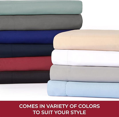 Mellanni RV Short Queen Sheets - 4 PC Iconic Collection Bedding - Hotel Luxury, Extra Soft, Cooling Bed Sheets - Deep Pocket up to 10 inch (RV/Short Queen, Spa Blue)