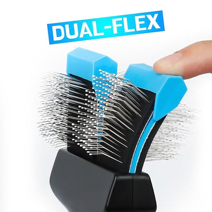 iToleeve Dual Flex Slicker Brush Dog Brush, Gentle Grooming Tool for Sensitive Dogs & Cats - Ideal for Long Hair, Removes Undercoat, Tangles, and Knots
