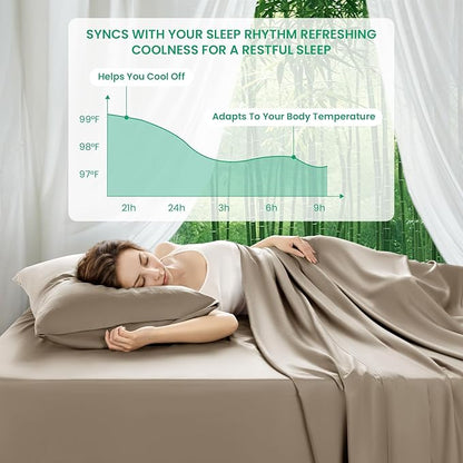SONORO KATE 100% Viscose Derived from Bamboo_Sheets King Size, Ultra Breathable & Cooling Bed Sheets for Hot Sleepers, Hotel Luxury Silky Bedding Sheets, 16" Deep Pocket - 4PC (Simply Taupe,King)