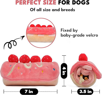 CHEWFFON Dog Enrichment Toys, Dog Puzzle Interactive Toy, Puppy Birthday Cake Toy for Boredom and Stimulating, Slow Feeding Snuffle Mat Crinkle Gift for Small and Medium Dogs