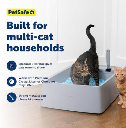 PetSafe Multi-Cat Litter Box - Hygienic Maintenance with High Litter Capacity, Integrated Scoop Holder & Rubber-Sealed Separate Waste Compartment - Reliable Leak Protection & Instant Setup