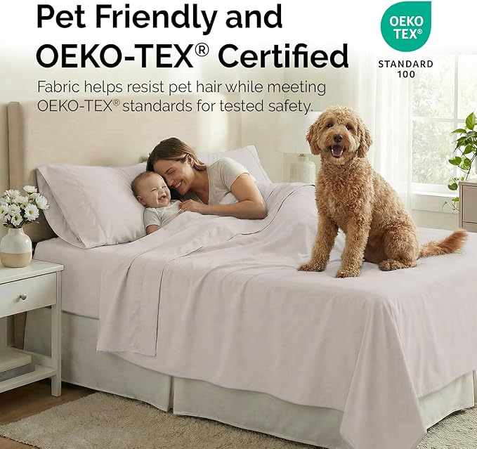 Southshore Fine Living, Inc. 4-Piece, 21 Inch Extra Deep Pocket Sheets Twin XL Set, Pet Hair Resistant Bedding, Easy Care, Soft Microfiber, Oeko-Tex, Oatmeal Colored Sheet Set Twin XL - Natural Beige