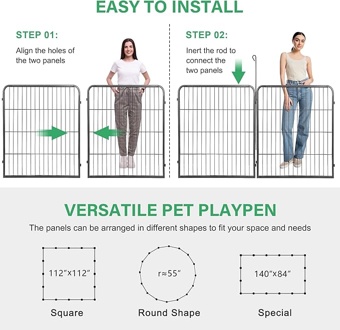 Nova Microdermabrasion 16 Panel Dog Playpen - 32" Height, Indoor/Outdoor, Small to Large Dogs, Puppy Kennel