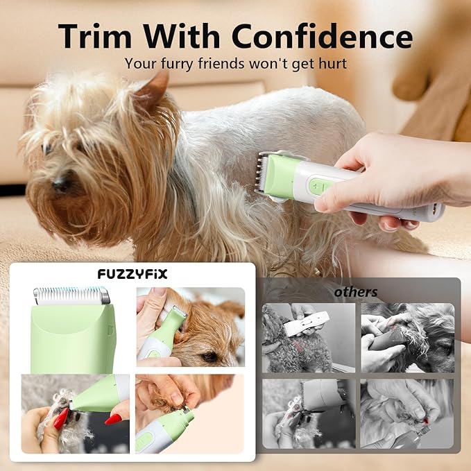 Dog Grooming Kit, 4 in 1 Pet Clippers for Grooming Supplies, Cordless Dog Paw Trimmer Nail Grinder, Professional Long Hair Shaver for Matted Hair Cat Small Dogs Thick Coats