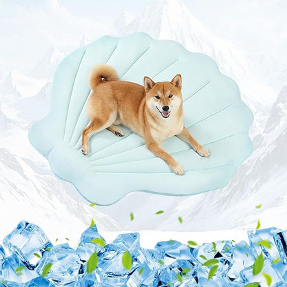 Dog Cooling Mat, 38'' × 38'' Large, Self-Cooling Mat for Dog, (Cool & Warm) Double-Sided Pet Cool Pads for Crate, Kennel, Machine Washable Summer Blanket, Cat Cool Bed, Non-Gel, Sky Blue