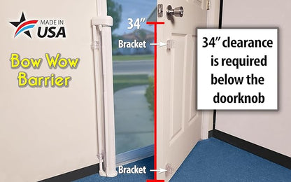 Bow Wow Barrier 28” White by Smart Retract: Retractable Door Barrier for Dogs and Cats