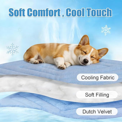 Dog Cooling Mat Self Coolings Foldable Cooling Pad for Dog in Summer Coolings Mat for Dogs and Cats Machine Washable (Rectangle,Blue, Medium-36 L x 23" W)