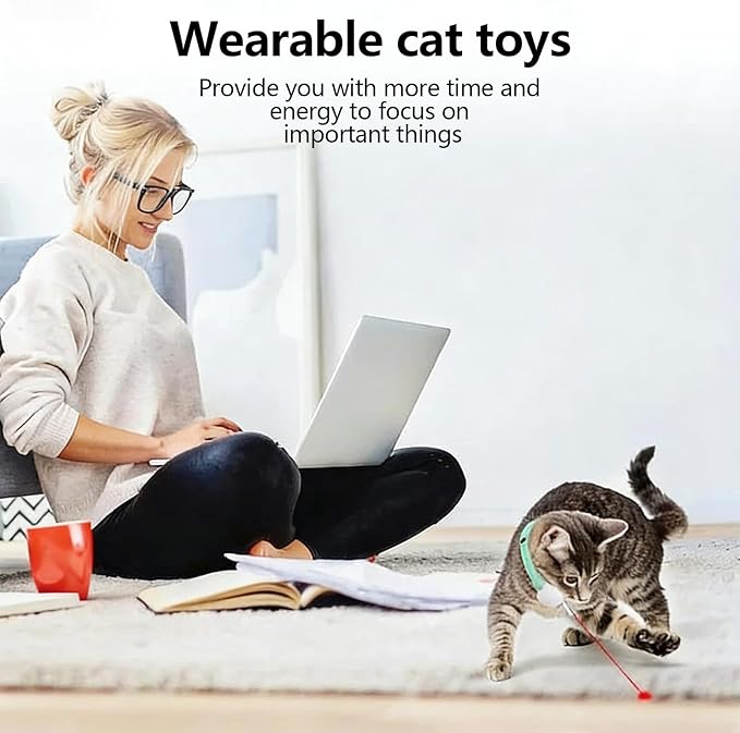 Automatic Laser Collar for Cats, Wearable Self-Play Cat Toy with Adjustable Angle & Flashing Mode, USB-C Rechargeable, Gifts for Indoor Cats
