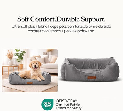 Modern Threads Luxury Dog Bed - Comfortable Tufted Velvet Cushion for Small to Large Dogs - Machine Washable - Durable & Cute Sleep Space for Pets - Pamper Your Pet with Cozy Beds - Charcoal