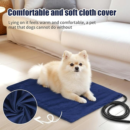 Pet Heating Pad with Chew Resistant Cord,Indoor Waterproof Heated Pet Mat with Constant Temperature and Machine Washable Cover for Dog and Cat, 60x45CM (Small)
