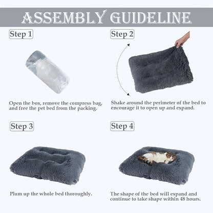Washable Extra Large Medium Small Size Dog & Cat Bed Indoor, Calming Comfort Fluffy Self Warming Heated Couch Mat for Creat Cage, Heating Sofa Pad & Furniture for Big Sized Pet Puppy Bunny Rabbit Car