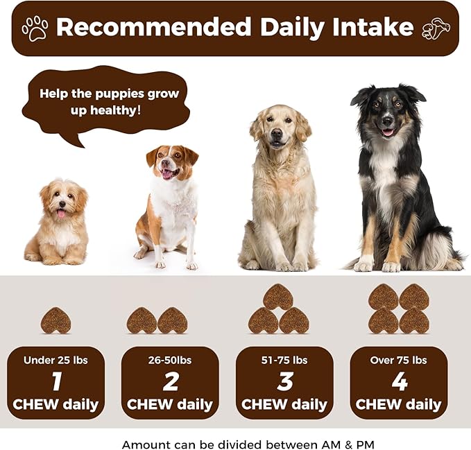 Turkey Tail Mushroom for Dogs, 170 Count Mushroom Chews for Dogs, Chicken Flavor Mushroom Supplements for Dogs, Immune Support, Joints Health, Skin & Coat, Lumps & Bumps Care Multivitamin