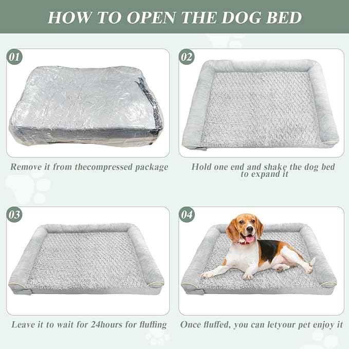 Orthopedic Dog Bed for Large Dog,Memory Foam XL Extra Large Cat Bed with Stickable Design Waterproof Pet Couch Bed with Washable Removable Cover(54 in,Grey)