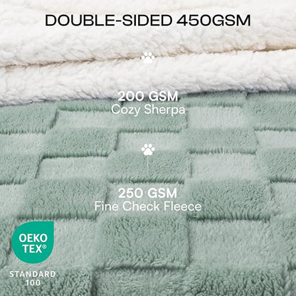 Luciphia Waterproof Dog Blanket, Leakproof Large Pet Blanket for Couch Sofa Bed Furniture Cover Protector, Washable Soft Sherpa Fleece with 3D Jacquard, Cozy Calming Reversible, Green White, 85"x57"