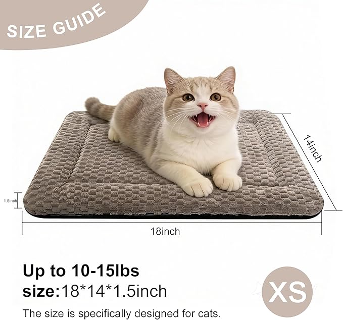 Dog Bed Mat – Soft & Comfortable Dog Kennel Pad for Crate – Durable Crate Bed & Mat for Dogs & Cats (Light Gray, XS(18"*14"*1.5"))