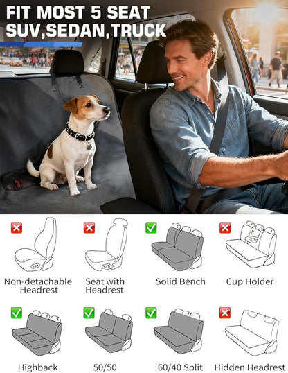 1160g Heavy Duty Towel Car Seat Cover, Sweatproof Absorbent Microfiber Rear Seat Protector for Gym Beach Athletes, Universal Fit Waterproof Back Seat Mat for Sedans SUV Minivans,Gray