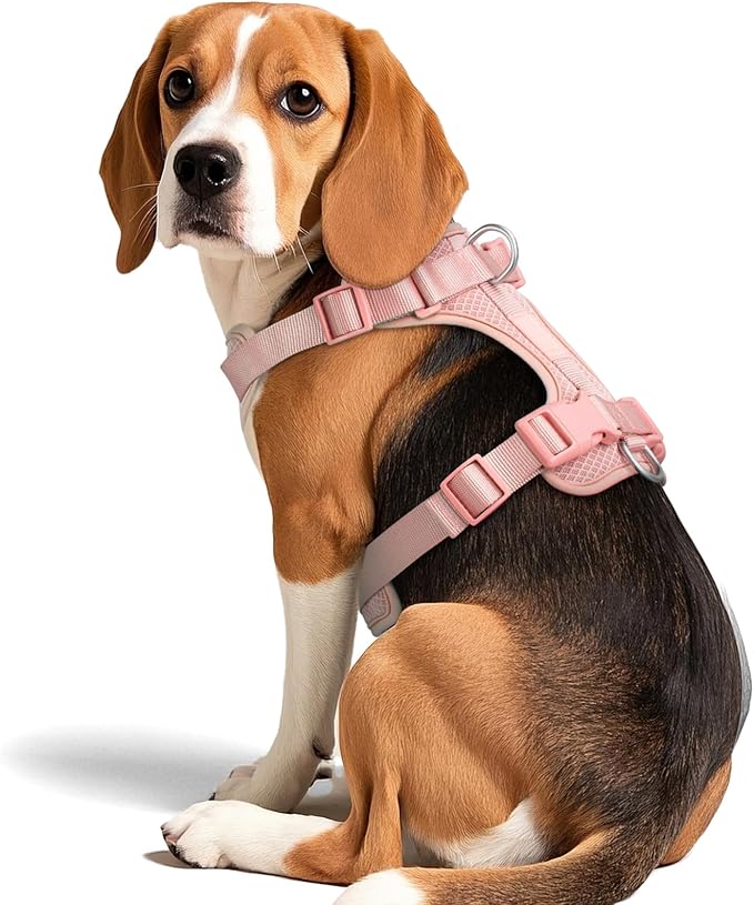 Wisedog Dog Harness Medium Sized, Pet Vest with Front Clip, Adjustable Puppy Harness with 3 Fast Release Buckles[Easy to Put on & Take Off] (Pink, L)