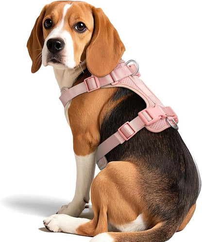 Wisedog Dog Harness Medium Sized, Pet Vest with Front Clip, Adjustable Puppy Harness with 3 Fast Release Buckles[Easy to Put on & Take Off] (Pink, L)