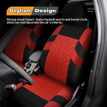 2PCS Car Front Seat Cover with 2 Headrest Covers, Breathable Waterproof Seat Covers for Front Seats, Universal Seats Cover Protector Car Accessories for Most Vehicles (Red)