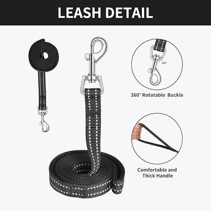 AMTOR Small Dog Harness with Leash Set, No Escape Easy Walk Puppy Harnesses for Training Walking, Step-in Reflective Soft Dogs Vest for XS S Medium Extra-Small Large Sized Dog(Black/GreyWhite,Small)