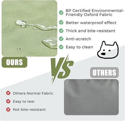 Orthopedic Outdoor Waterproof Dog Beds for Extra Large Dogs, Washable Crate Bed with Egg Crate Foam Pet Bed Mat and Removable Oxford Fabric Cooling Cover Bed,45"x 32", Dark Green