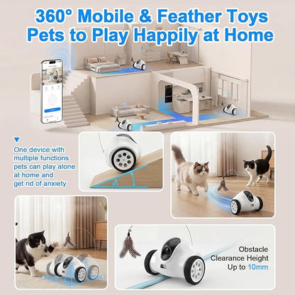 Pet Robot Camera,Movable Robot Pet Cam Indoor with Phone APP,Long Distance on Wheels,Home Security Robot 720P Cat Camera Night Vision,2-Way Talk WiFi Cam Pet with 2.4G