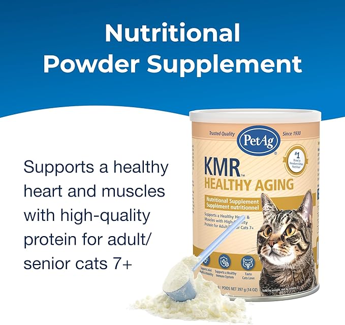 PetAg KMR Healthy Aging - 14 oz - Supports a Healthy Heart & Muscles with Protein for Adult/Senior Cats 7+ - Easy to Use