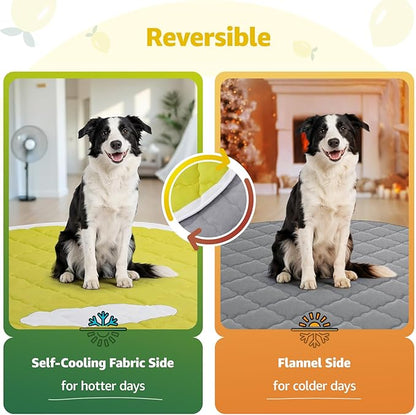 LOOBANI Dog Cooling Mat 28"x40"- Cute Lemon Design Cooling Mat for Dogs (Cool & Warm Side), Waterproof Self-Cooling Mat for Crate, Floor, Car for Small Dogs, Cats, Pet, Yellow 28"x40"