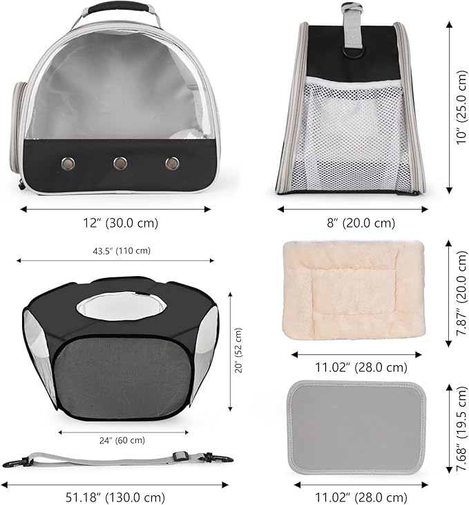 2-Pack Guinea Pig Carrier Backpack and Playpen with Lid, Breathable Pet Pen Excercise Fence, Portable Travel Cage for Bunny, Bearded Dragon, Rabbits, Hamster, Chinchillas, Sugar Glider, Squirrel
